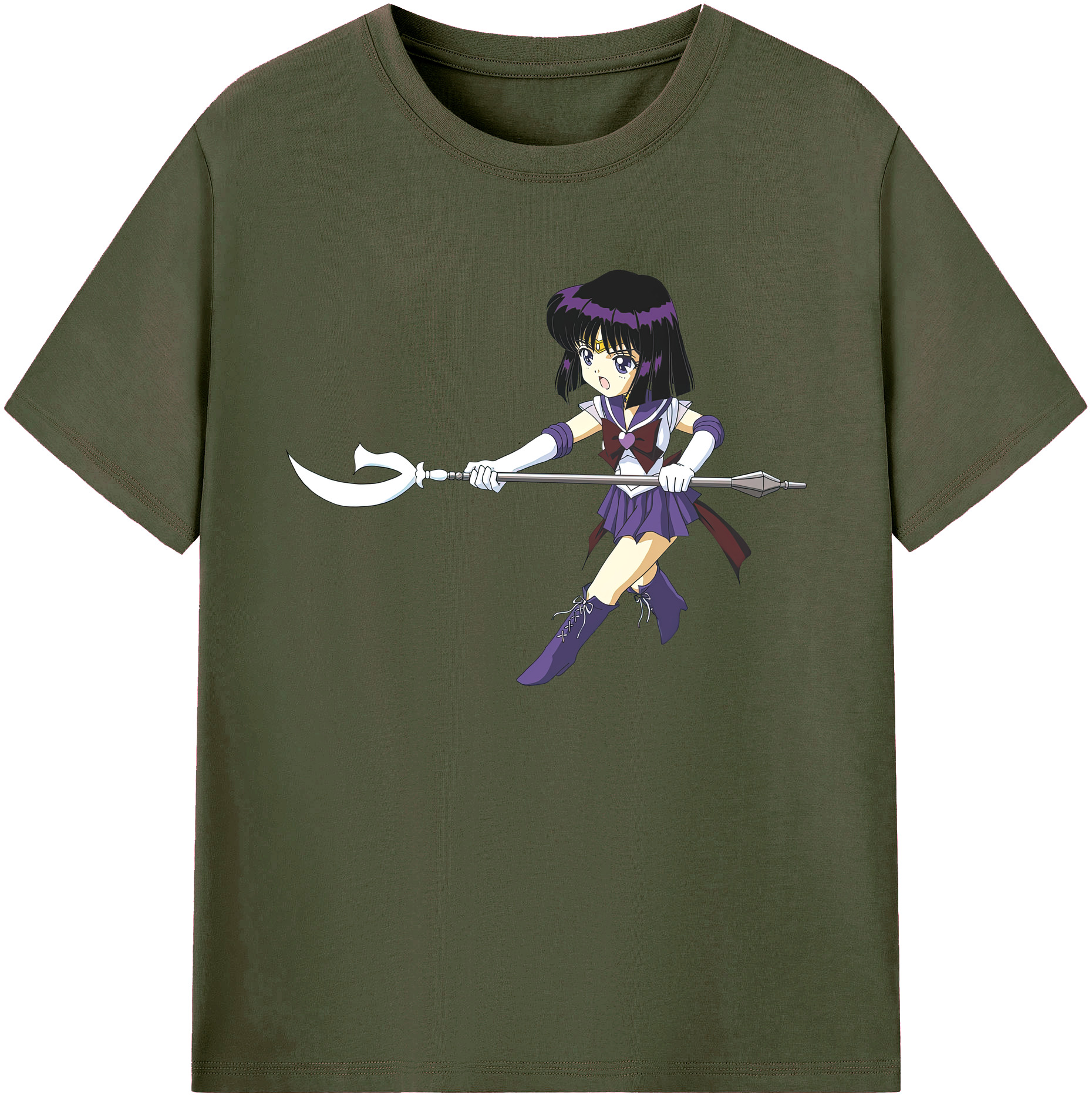 （画像用） 美少女戦士セーラームーン 土萠ほたる Sailor Moon Tomoe Hotaru （セーラーサターン；Sailor Saturn） 綿100％ メンズ半袖Tシャツ｜肌触りやわらか＆通気性